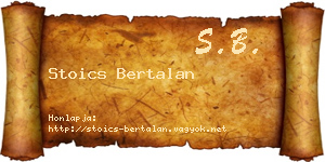 Stoics Bertalan névjegykártya
